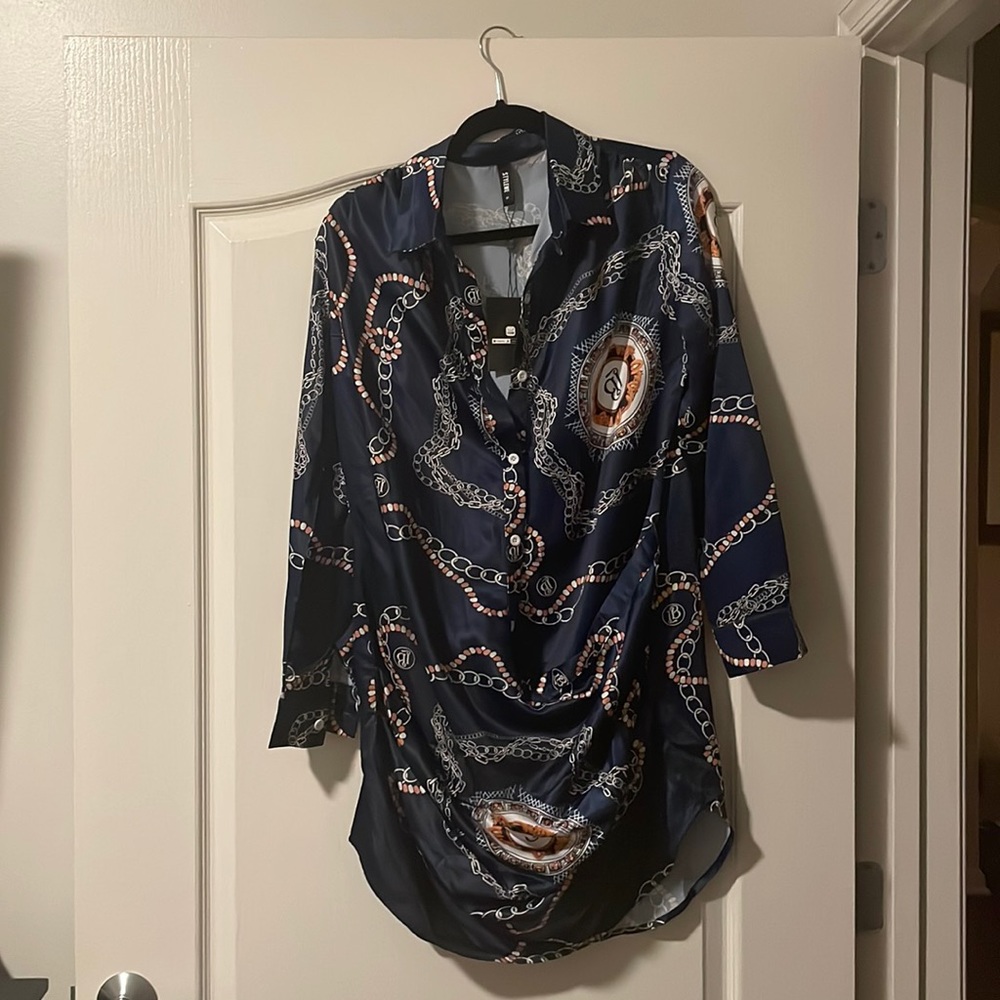 NWT Dark blue long sleeve shirt dress